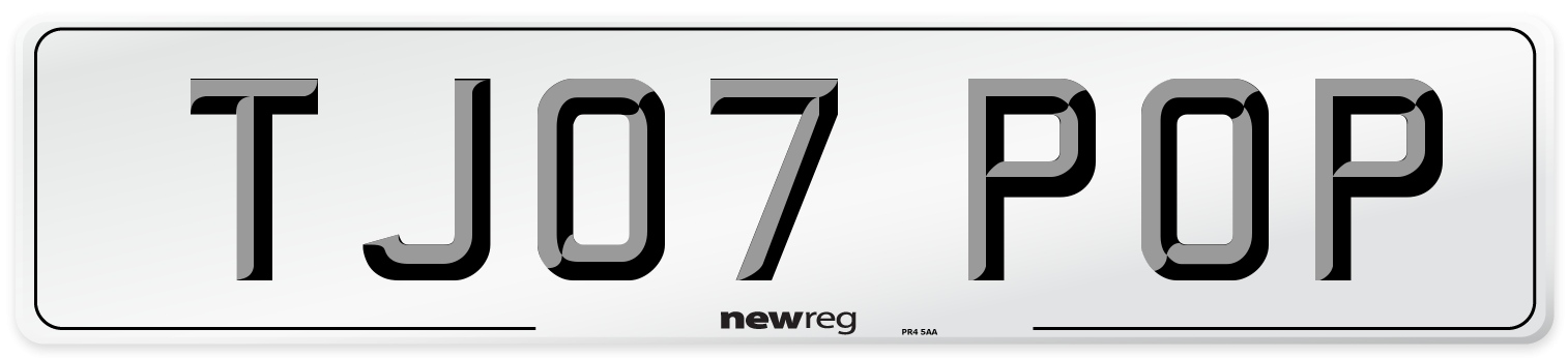 TJ07 POP Number Plate from New Reg